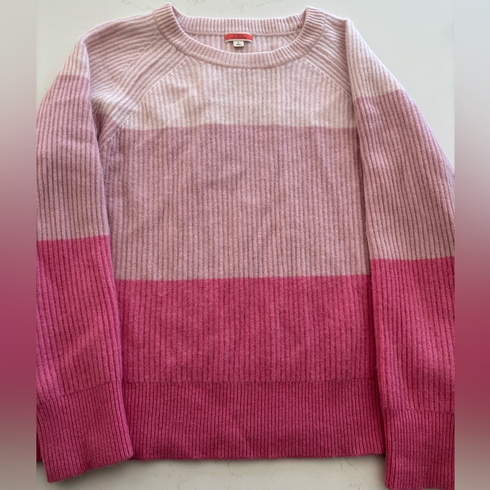EUC J Crew Ribbed Cashmere Crewneck Sweater size L - Picture 2 of 4